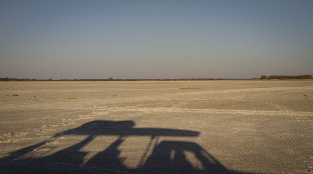 A safari vehicle on the pan at Nxai Pan National Park
