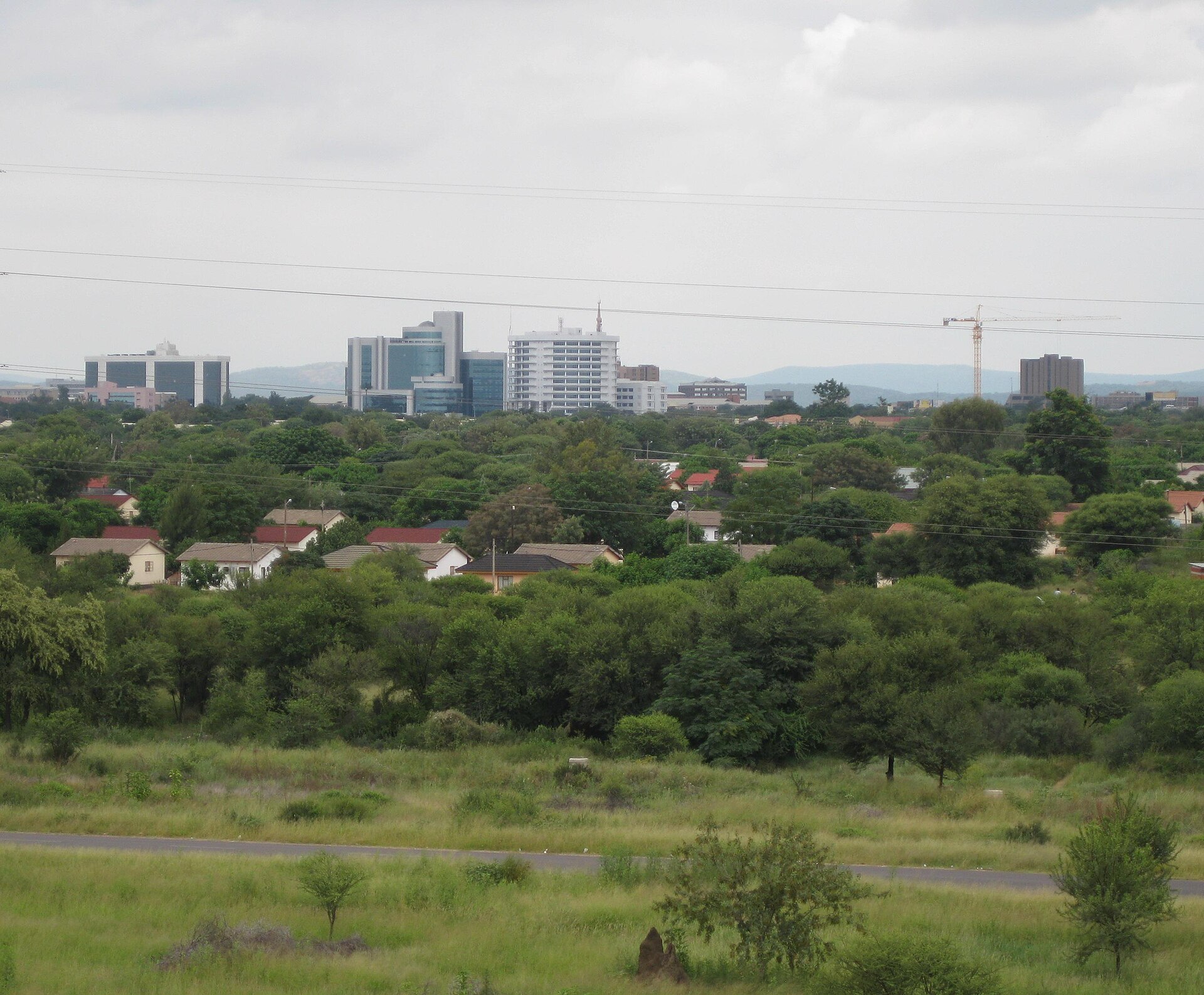 The skyline of Gaborone, the capital at the centre of Gaborone and the South-East