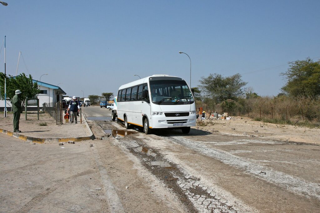 The Botswana side of the Zambia border crossing at Kazungula