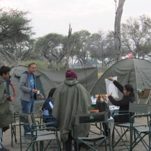 Clients being shown the map on how the tour will cover which areas of the Okavango delta