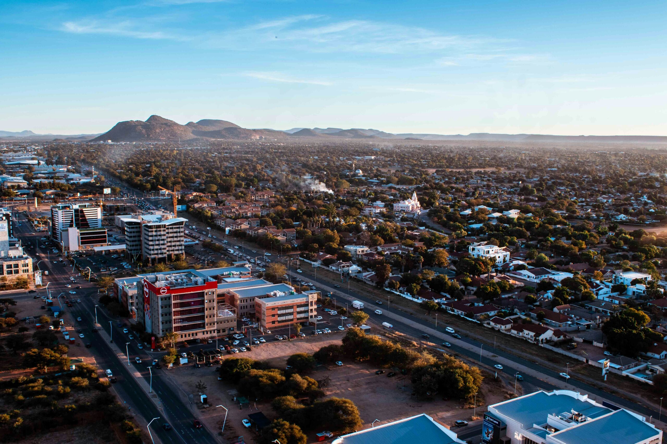 Gaborone to Maun via Ghanzi — aerial view across Gaborone in Botswana