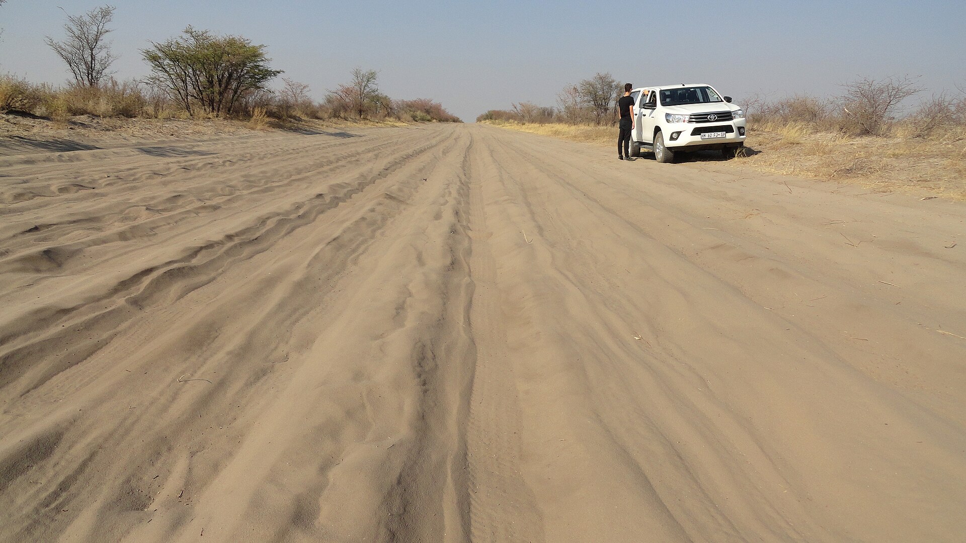 The road to Baines Baobabs in Nxai Pan National Park, off the Nata to Maun road