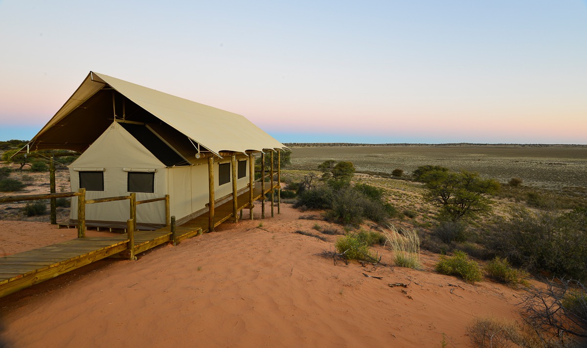 A guest tent at Polentswa Lodge