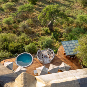 The deck at Ngoma Safari Lodge above the Chobe floodplain