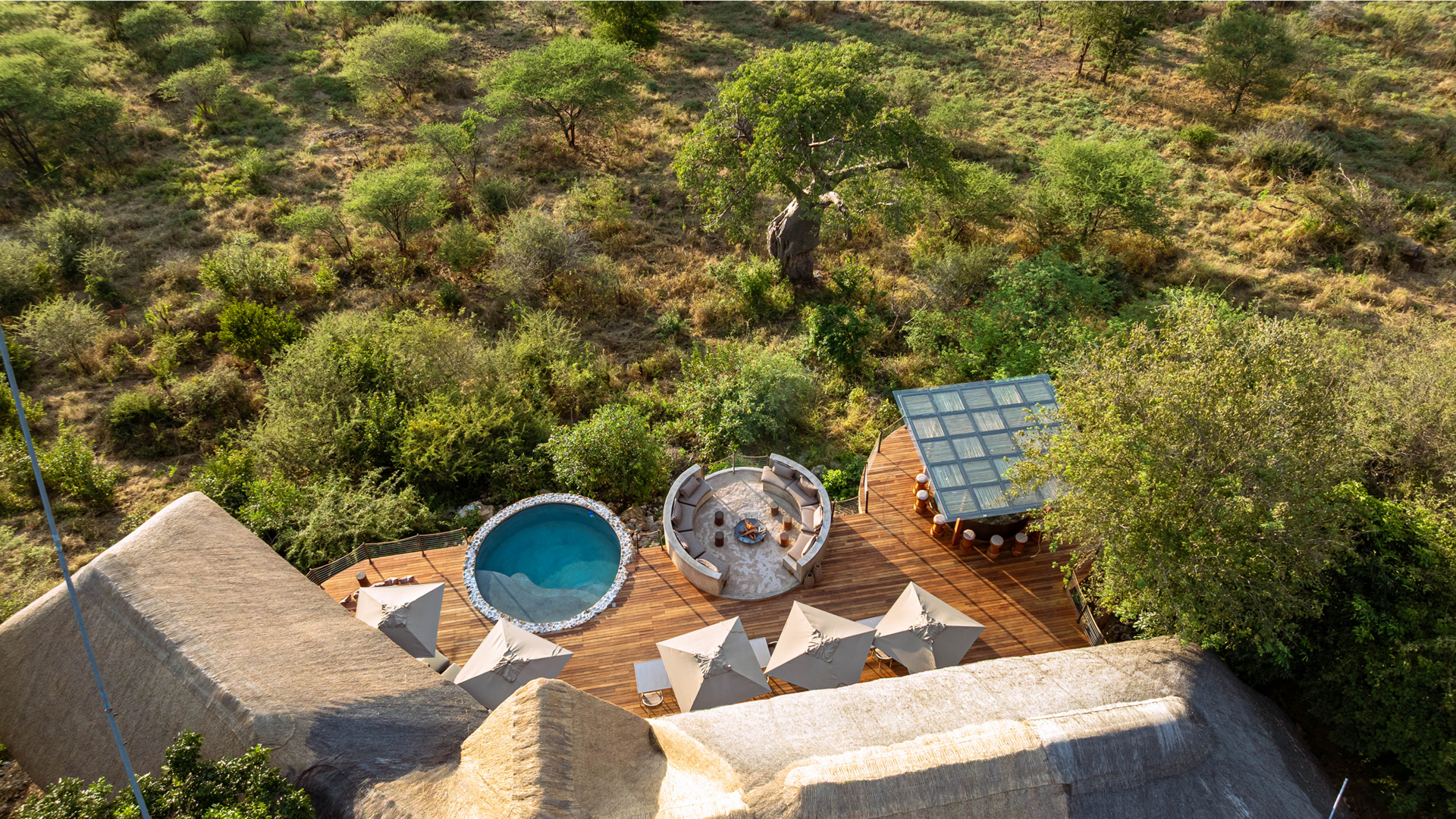 The deck at Ngoma Safari Lodge above the Chobe floodplain